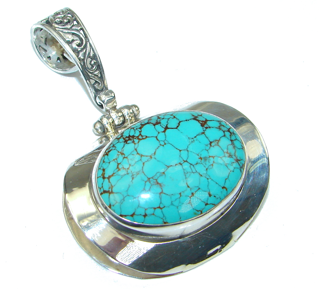 Bali Secret! Blue Turquoise Sterling Silver Pendant