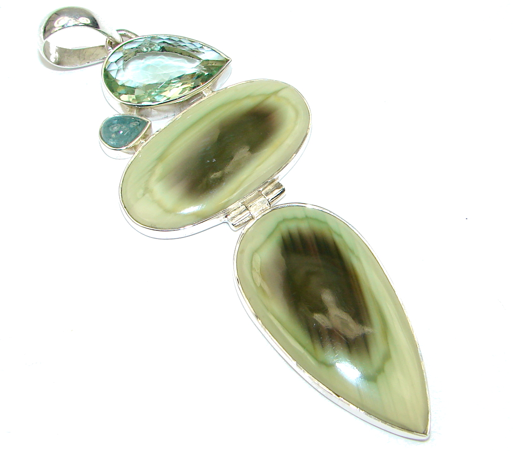 Big! Excellent AAA Imperial Jasper Sterling Silver Pendant