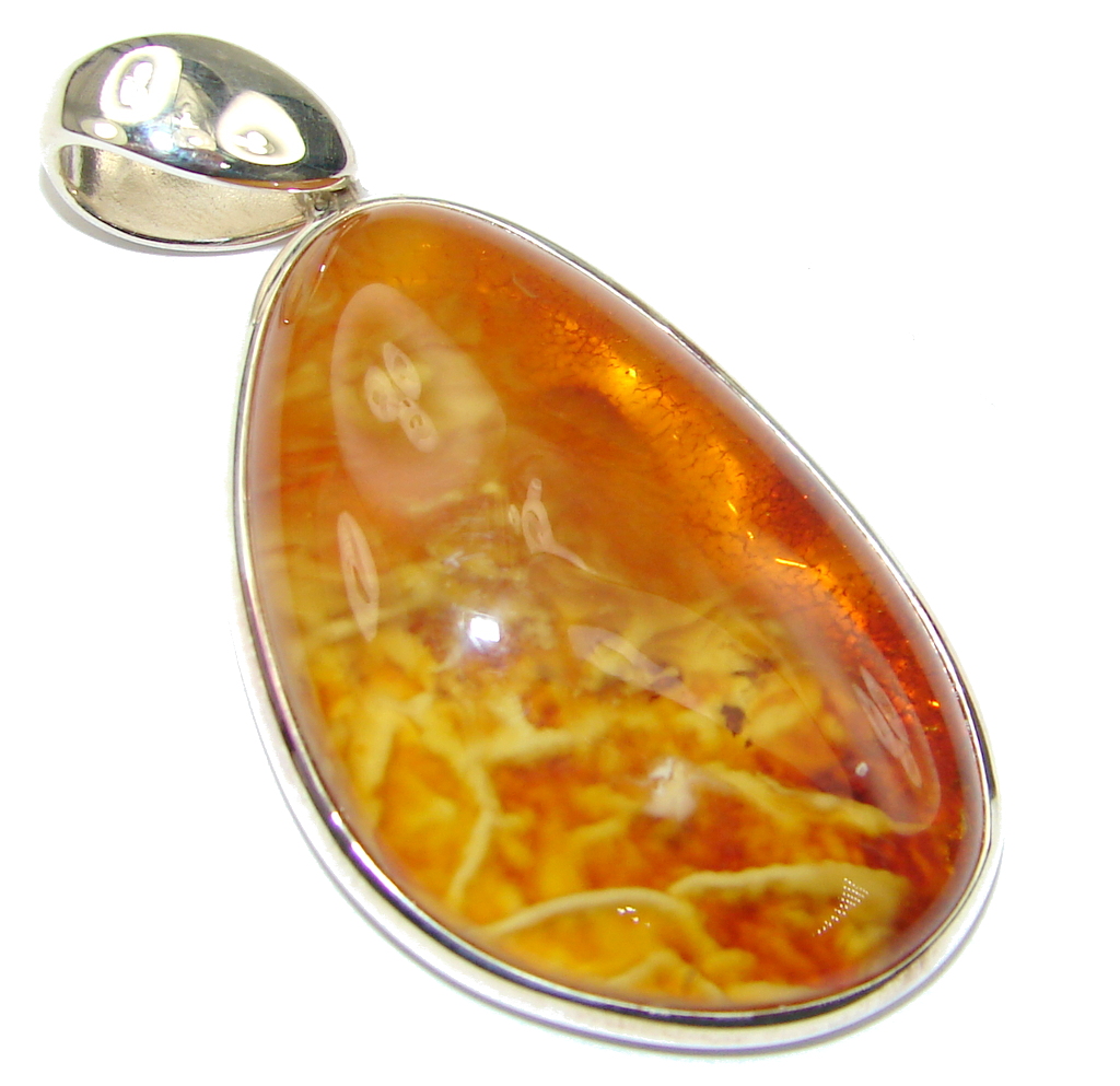 Genuine! AAA Baltic Polish Amber Sterling Silver Pendant