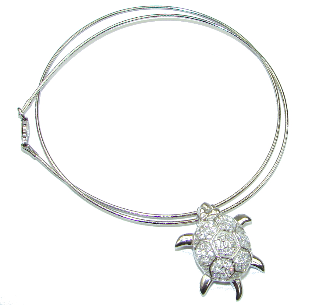 Baby Turtle! White Topaz Sterling Silver necklace