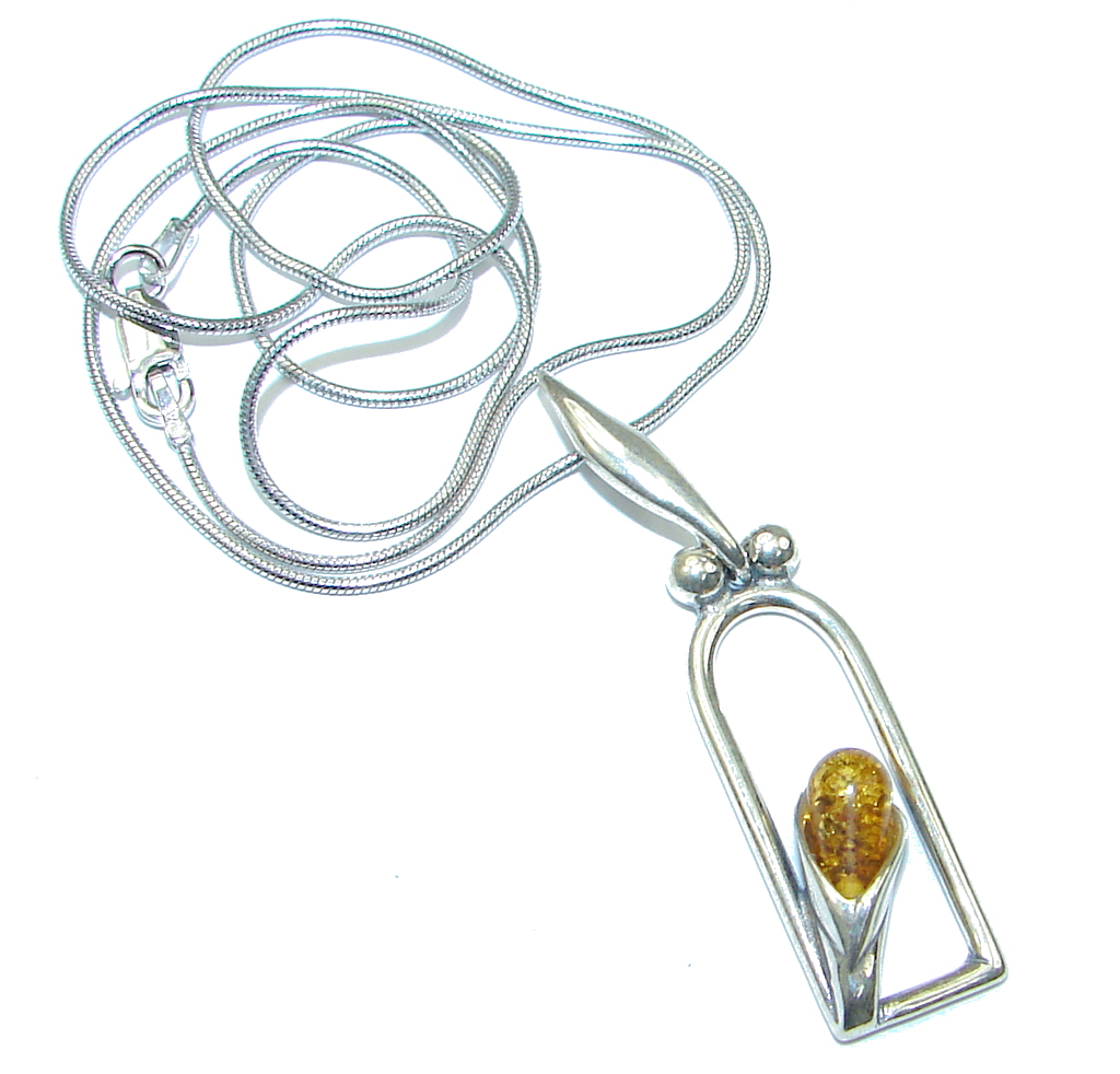 Perfect Gift! Baltic Polish AmberSterling Silver necklace