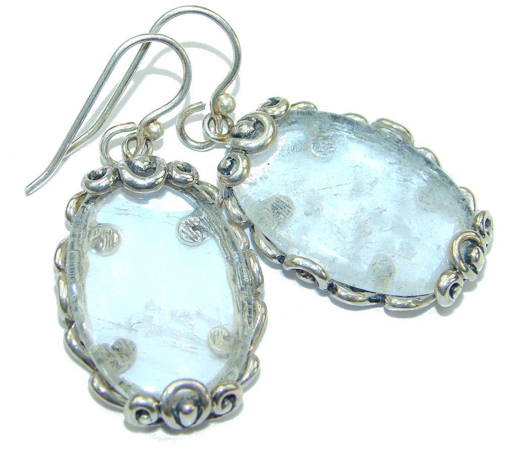 Beautiful! Classic Design White Topaz Sterling Silver earrings