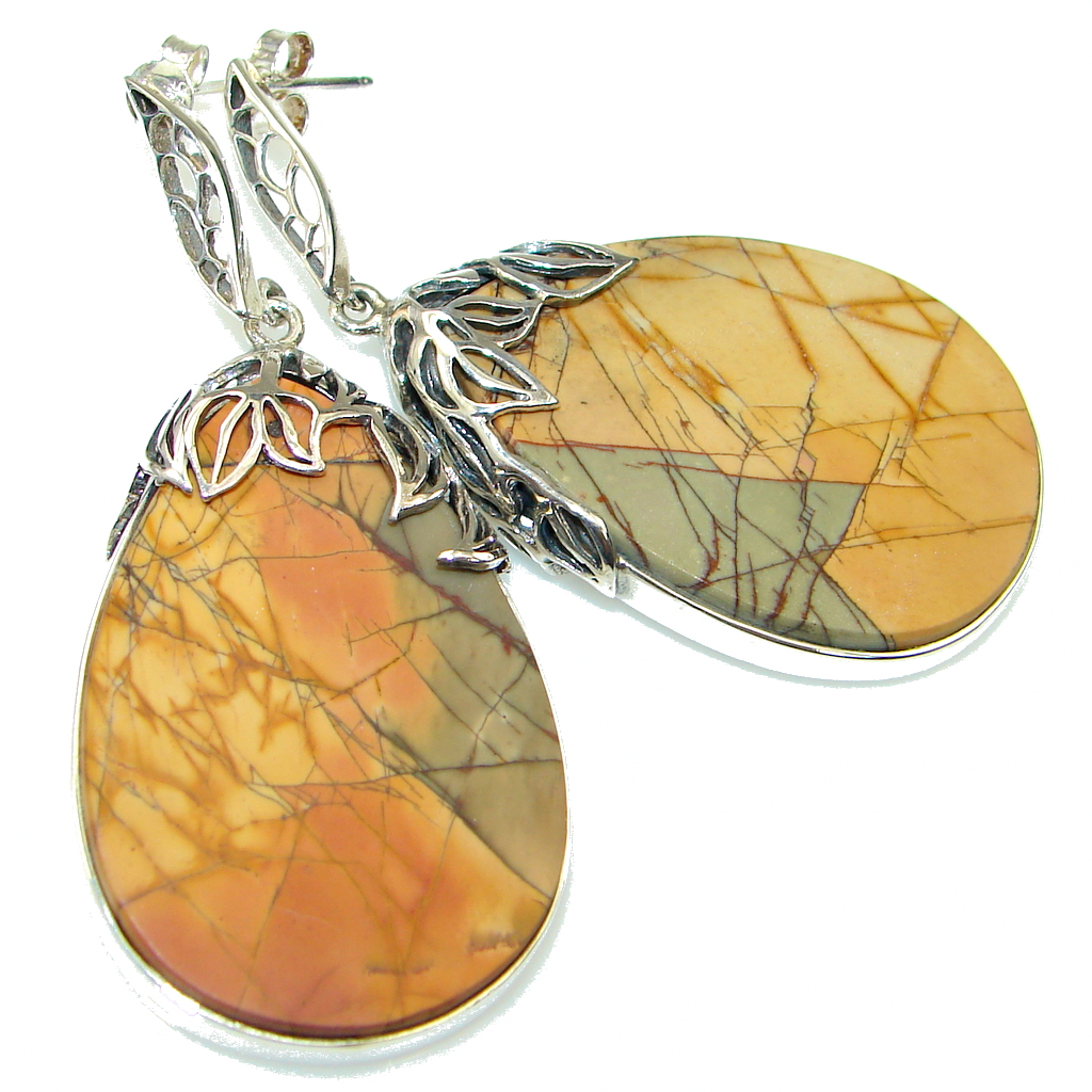 Excellent Red Creek Jasper Sterling Silver Earrings