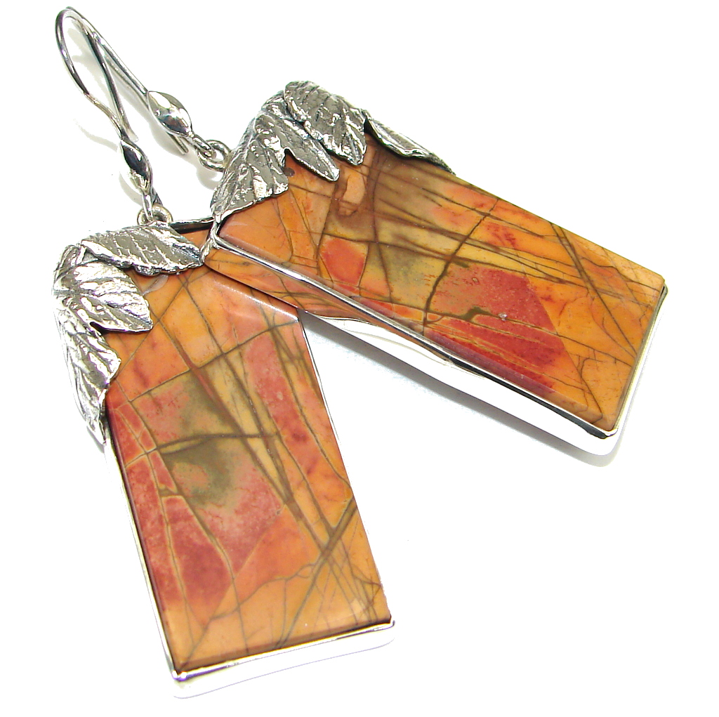 AAA Excellent Red Creek Jasper Sterling Silver Earrings