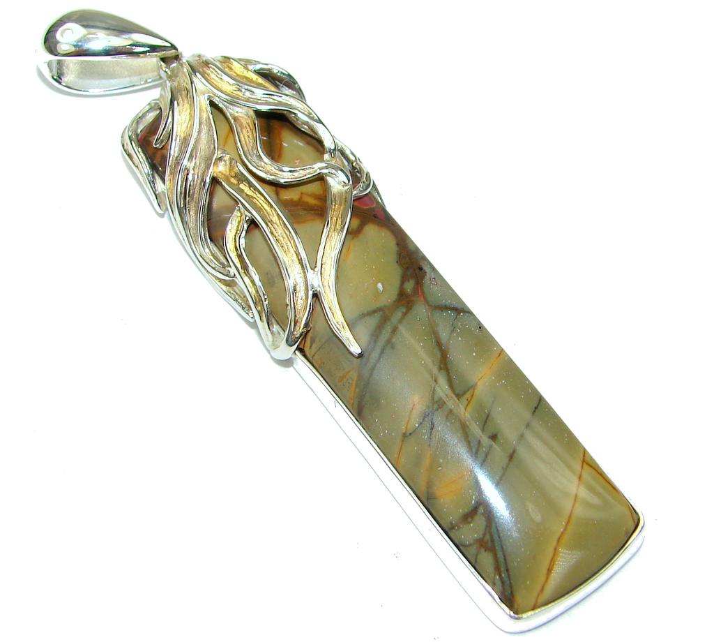 Amazing! AAA Picasso Jasper Two Tones Sterling Silver Pendant