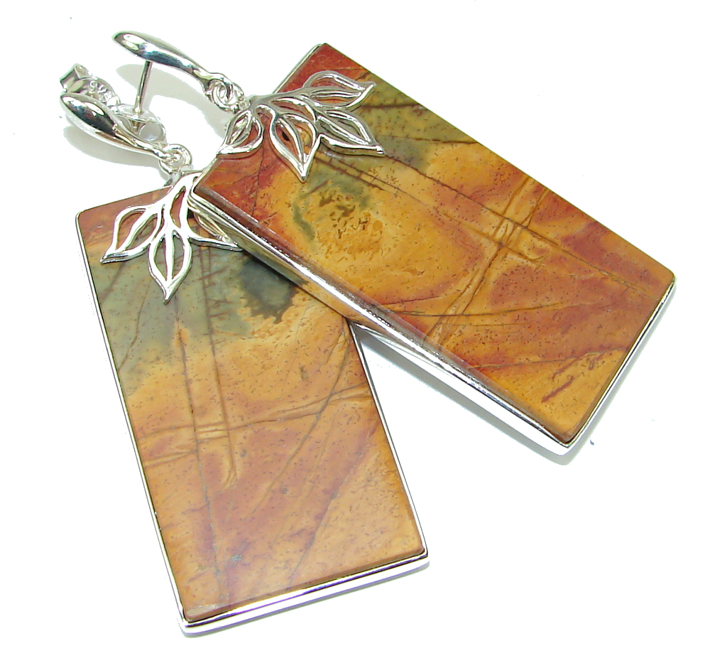 AAA Excellent Red Creek Jasper Sterling Silver Earrings
