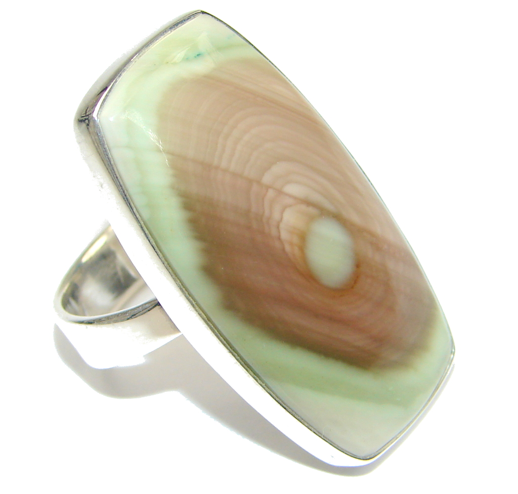 Amazing Green Imperial Jasper Sterling Silver Ring s. 8