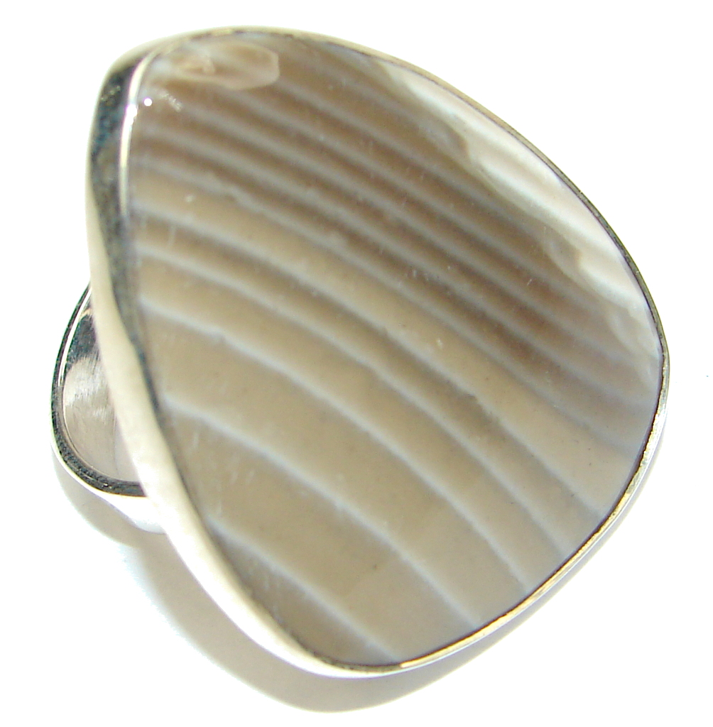 Occuring Less Often Than Diamond Striped Flint Exclusivly From Poland Sterling Silver Ring s. 9 3/4