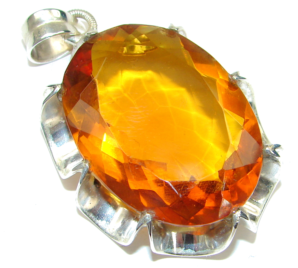 Bali Secret! Created Golden Topaz Sterling Silver Pendant