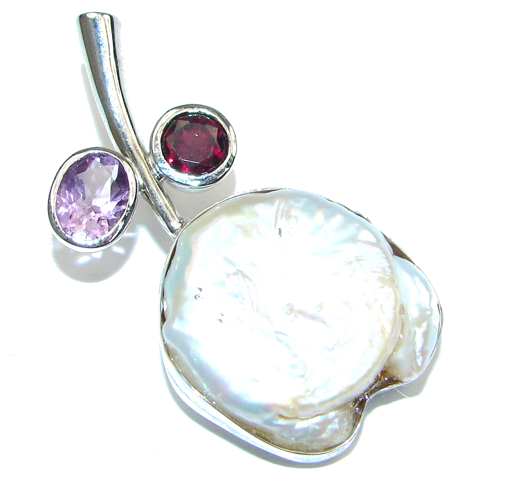 Awesome Design! Mother Of Pearl Sterling Silver Pendant