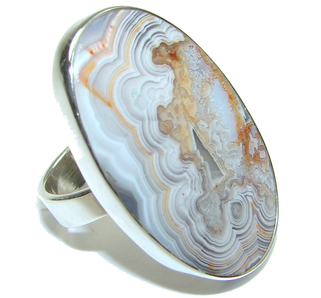 AAA Excellent Rosetta Picture Jasper Sterling Silver ring s. 7