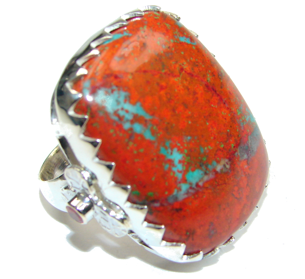 Awesome! Red Sonora Jasper Sterling Silver ring s. 8 1/4