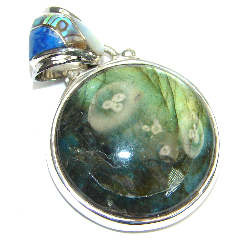 Perfect Gift! Blue Labradorite Sterling Silver Pendant