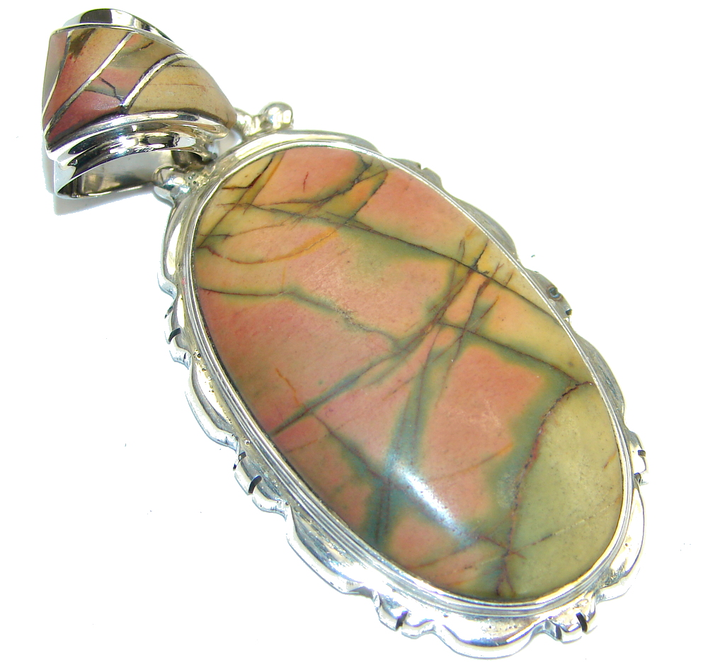 Amazing! Picasso Jasper Sterling Silver Pendant