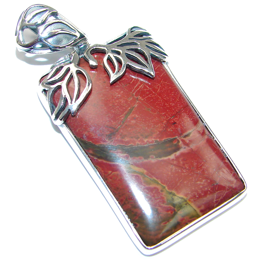 Amazing Style! Red Creek Jasper Sterling Silver Pendant