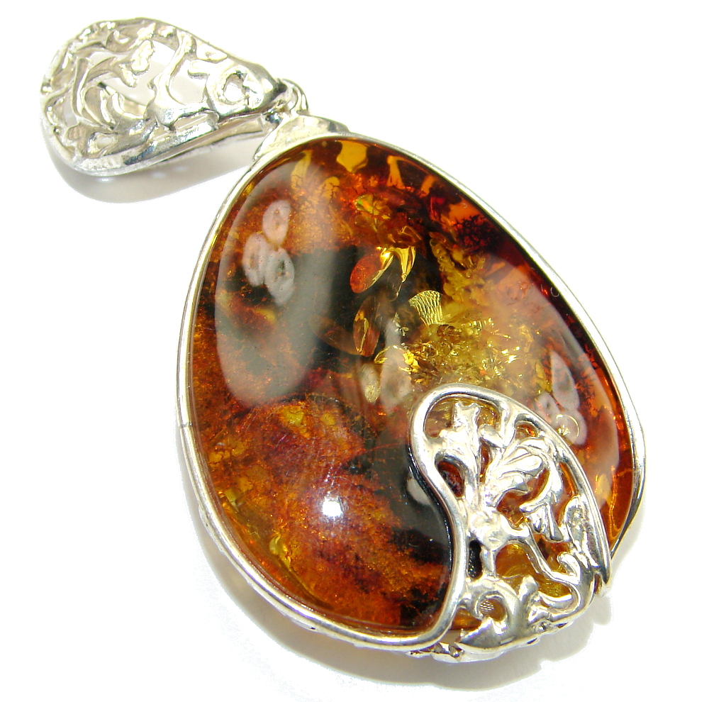 Secret Beauty! Baltic Polish Amber Sterling Silver Pendant
