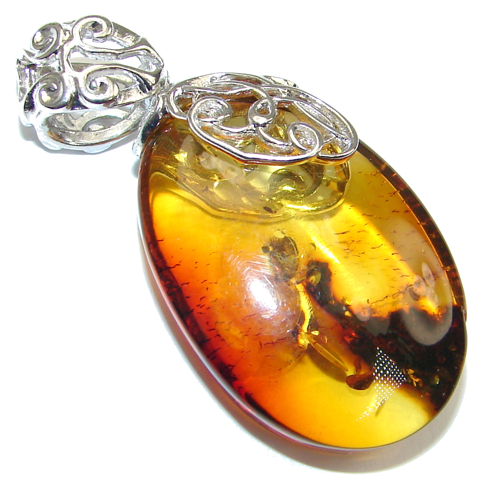 Amazing! Baltic Polish Amber Sterling Silver Pendant