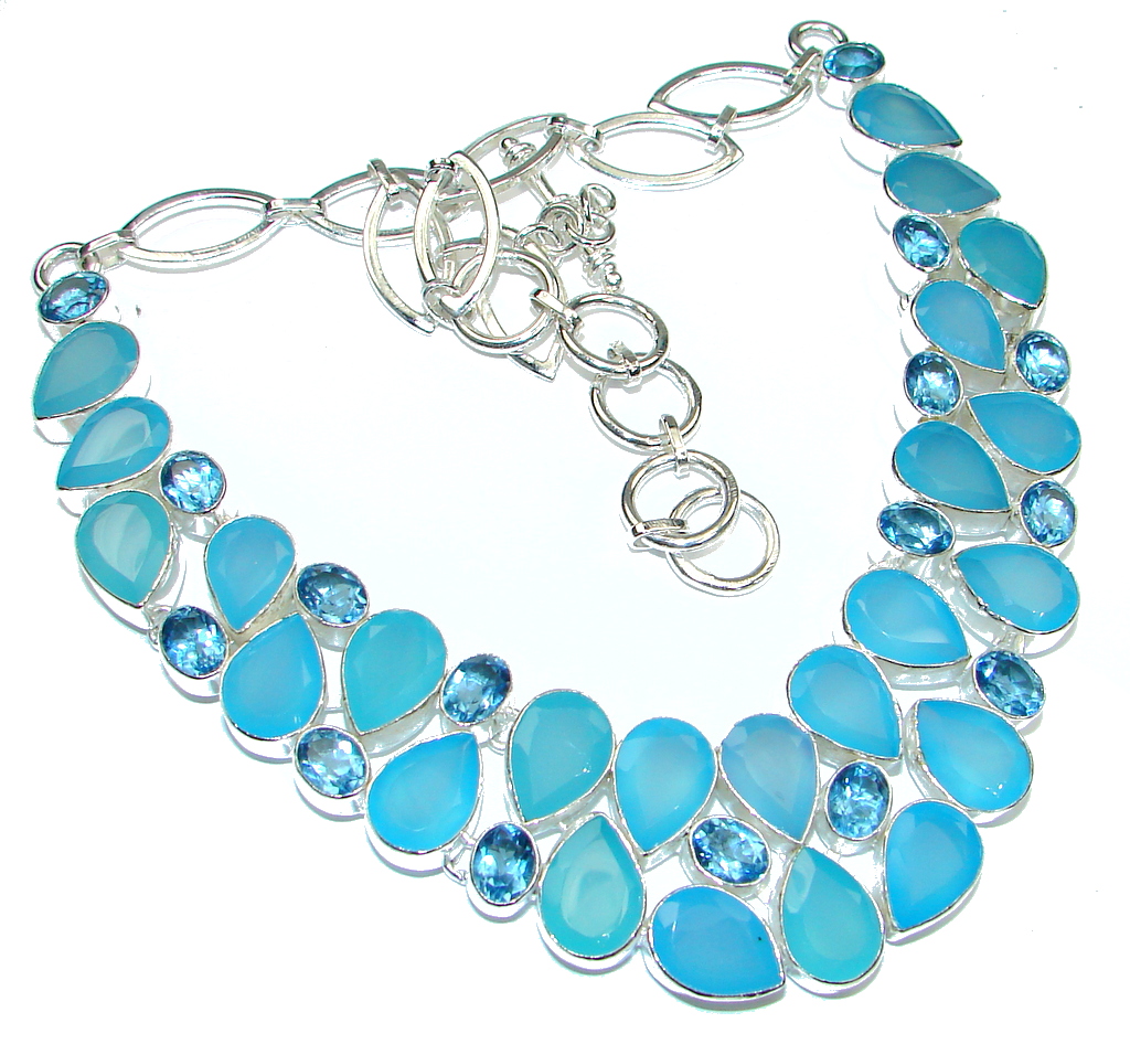 Aura Of Beauty! Chalcedony Agate Sterling Silver necklace