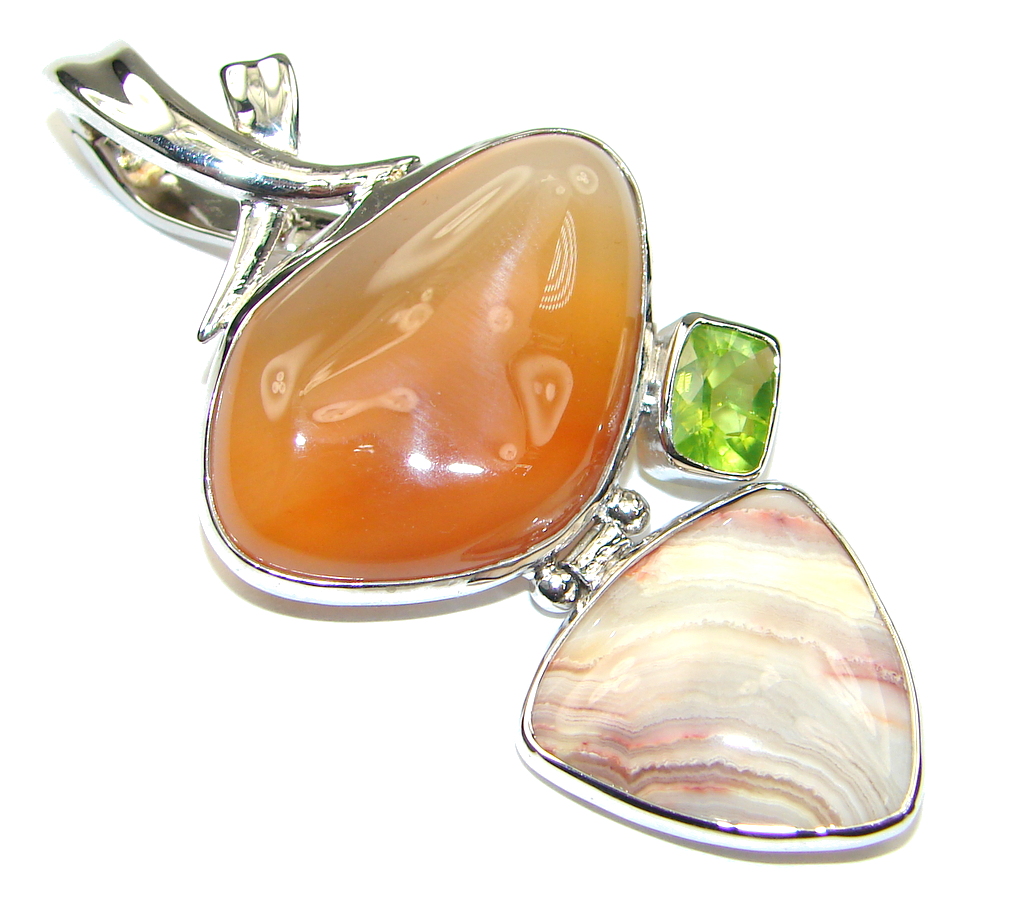 Amazing! Agate Rosetta Picture Jasper Sterling Silver Pendant