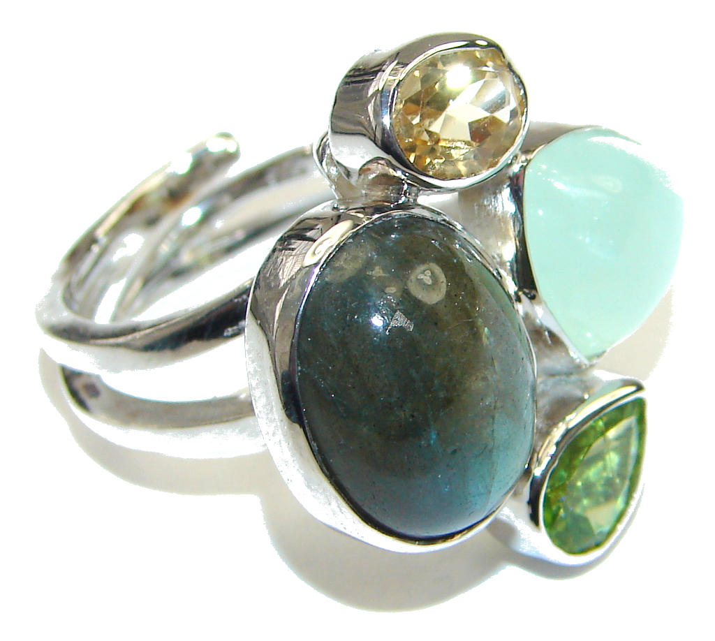 Pale Beauty! AAA Labradorite Sterling Silver Ring s. 7- Adjustable