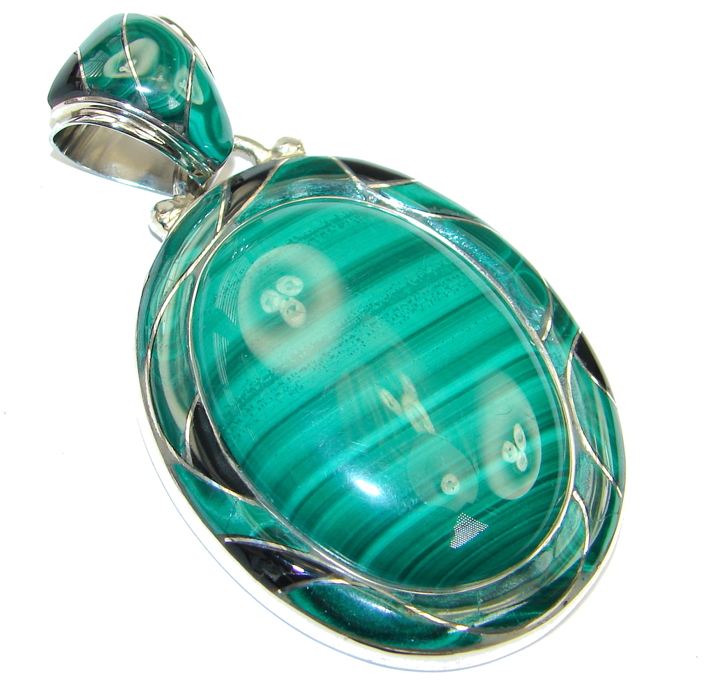 Back to Nature AAA Green Malachite Sterling Silver Pendant