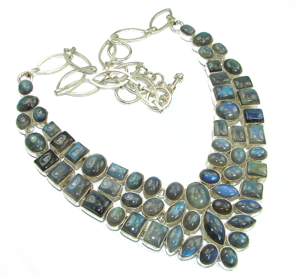 Cloud Of Desire! AAA Labradorite Sterling Silver necklace