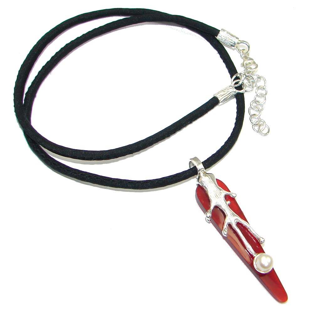 Amazing Fresh Water Pearl & Agate Silver Necklace