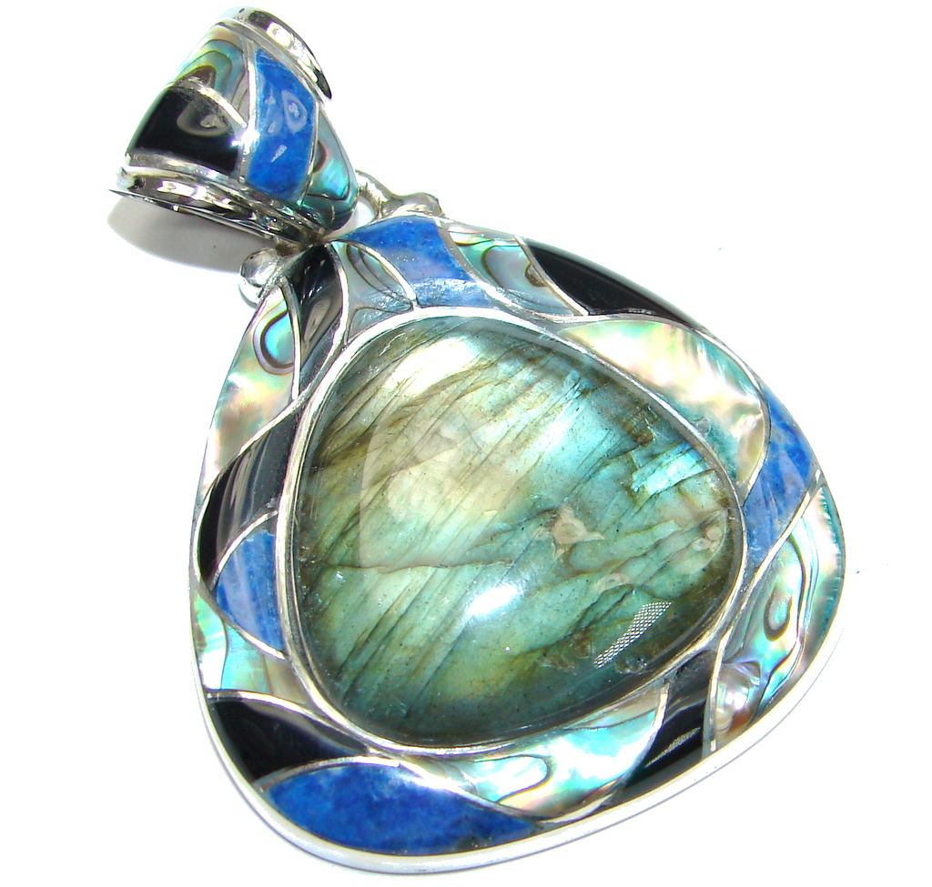 Exclusive! AAA Blue Labradorite Sterling Silver Pendant