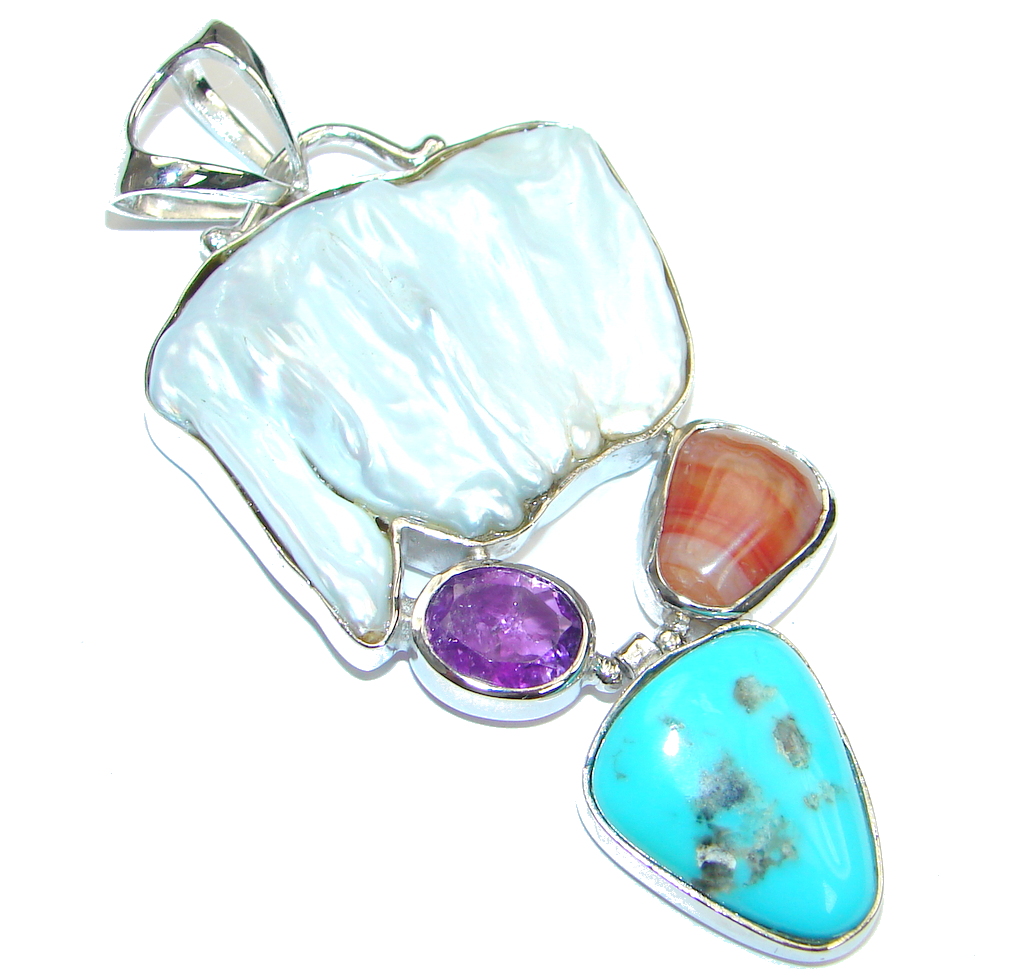 Aura Of Beauty!! Mother Of Pearl Sterling Silver Pendant