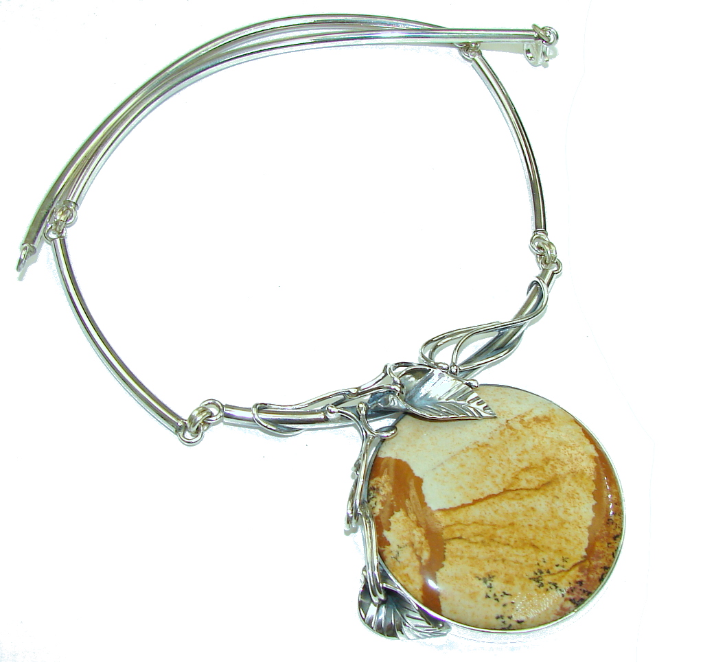 Galaxy Queen! Handcrafted AAA Picture Jasper Sterling Silver Necklace