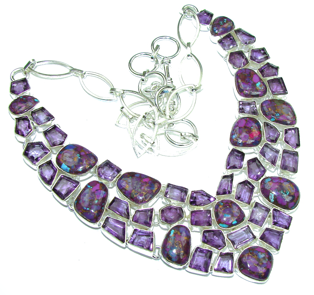 Purple Planet Amethyst Turquoise Sterling Silver necklace