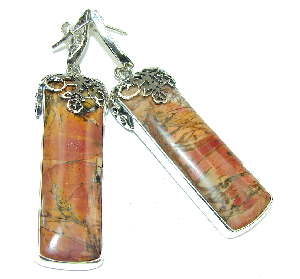 Beautiful! AAA Red Creek Jasper Sterling Silver Earrings