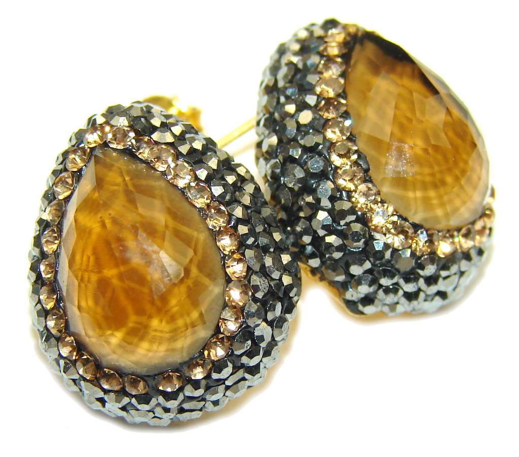 Bali Secret! Created Golden Topaz Sterling Silver earrings
