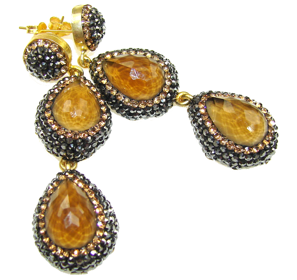 Bali Secret! Created Golden Topaz Sterling Silver earrings