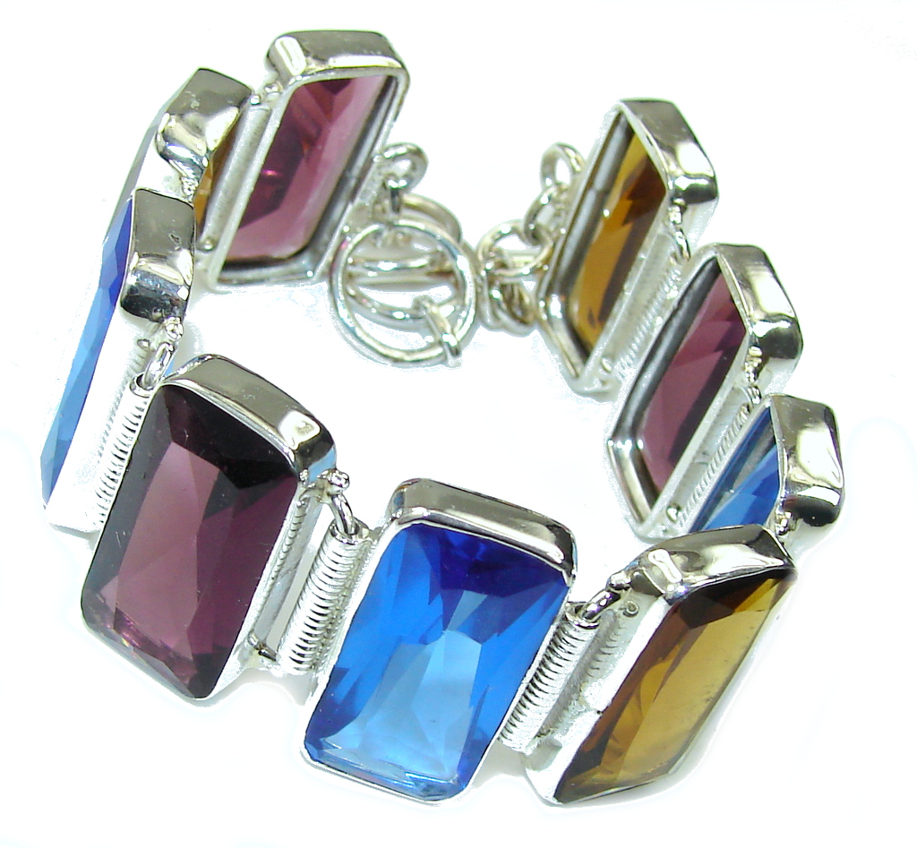 Secret! Multicolor Quartz Sterling Silver Bracelet