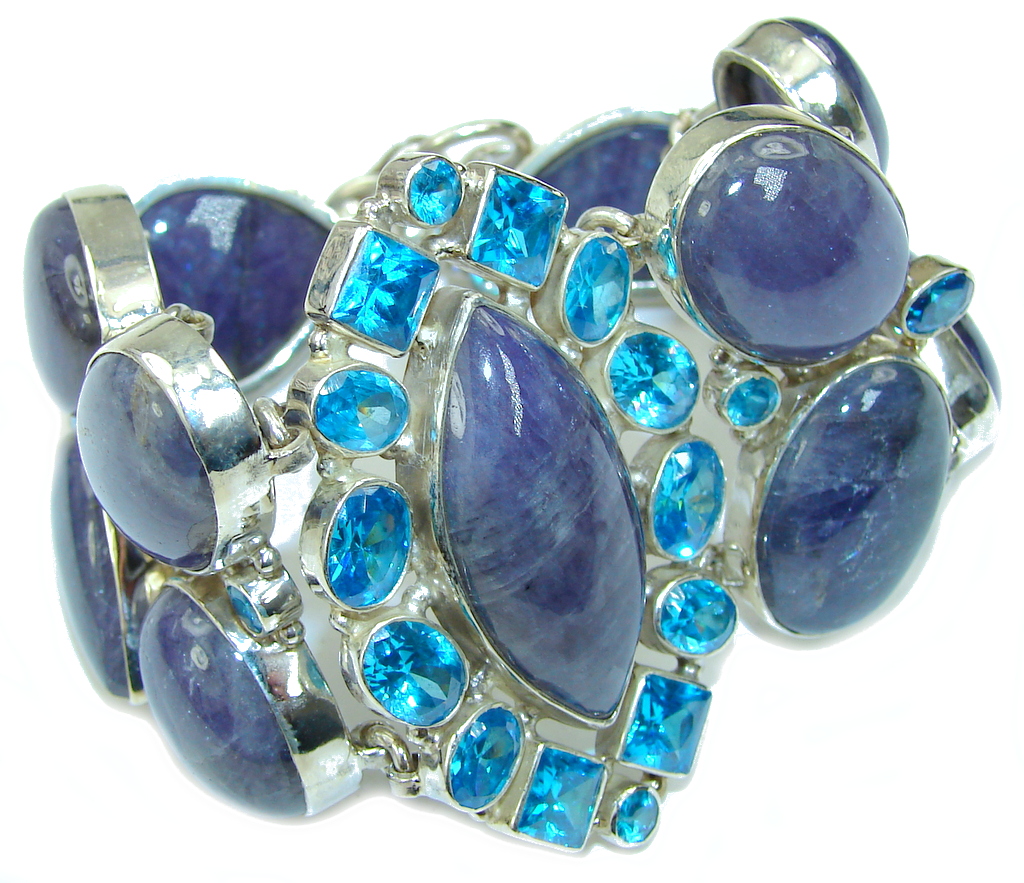 Ocean Beauty! Blue Kyanite & london Blue Topaz Sterling Silver Bracelet