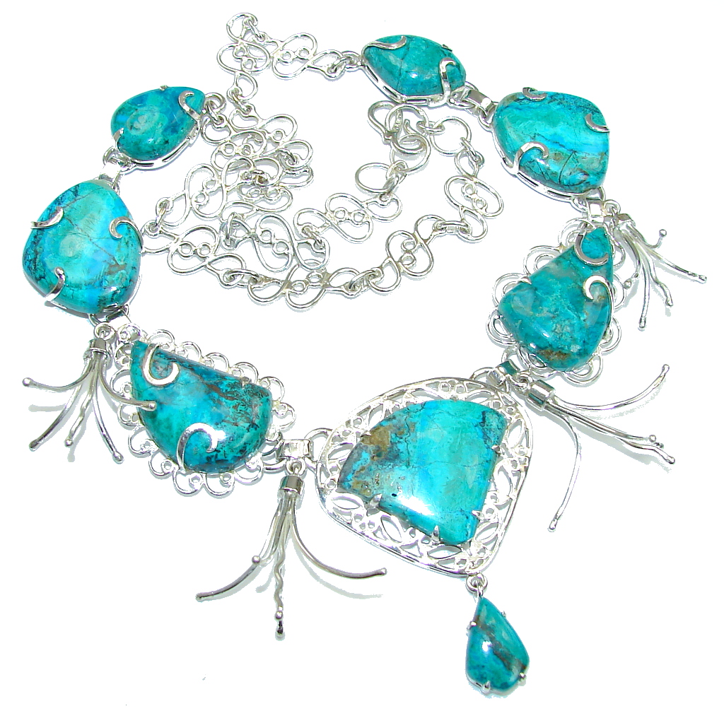 Sky Garland!! Parrot's Wings Chrysocolla Sterling Silver Necklace