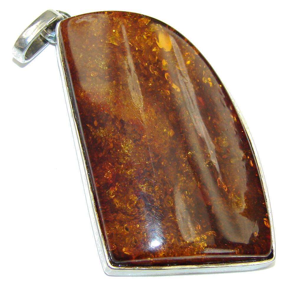 Natural Baltic Polish Amber Sterling Silver Pendant