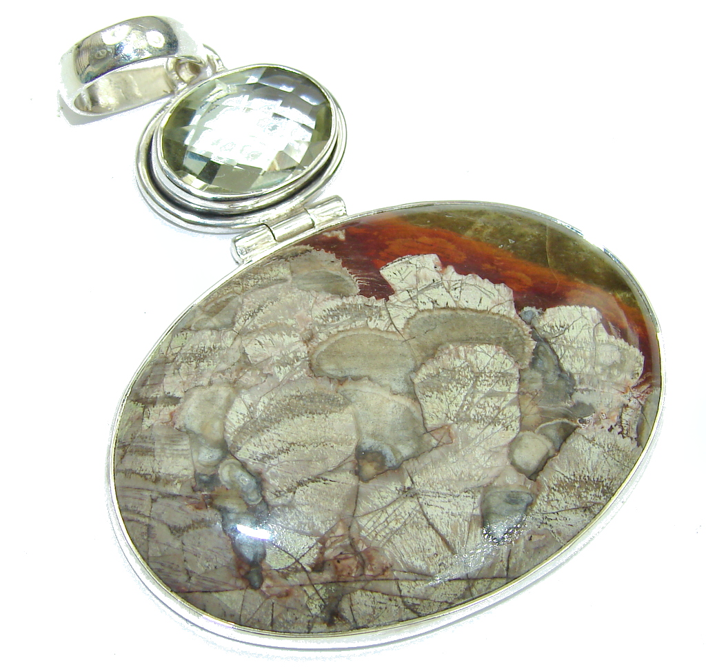 Big! Beautiful! Deschutes Jasper Sterling Silver Pendant