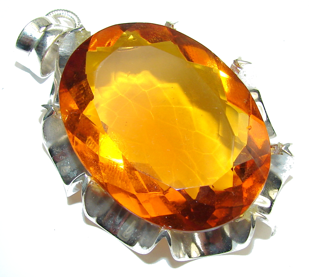 Bali Secret! Created Golden Topaz Sterling Silver Pendant