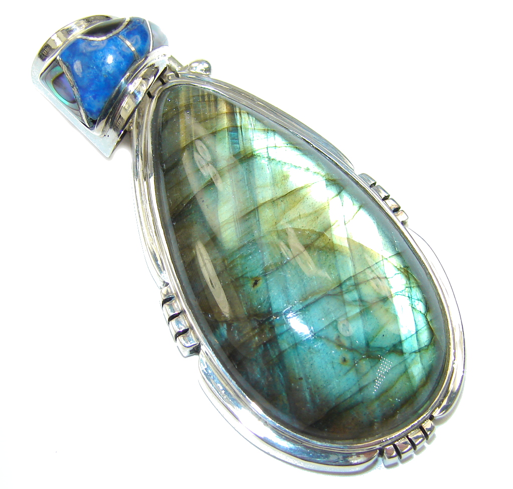 Beauty! AAA Blue Labradorite Sterling Silver Pendant