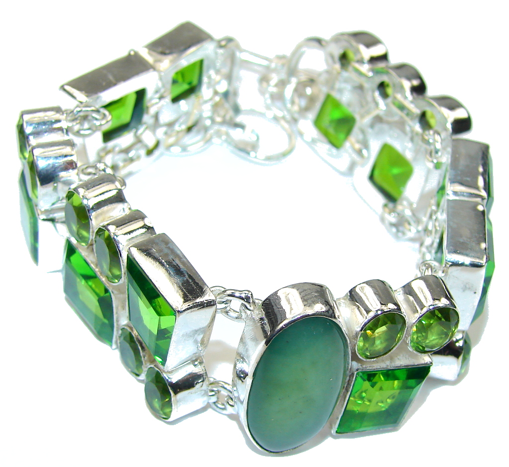 Secret Garden! Created Peridot Sterling Silver Bracelet