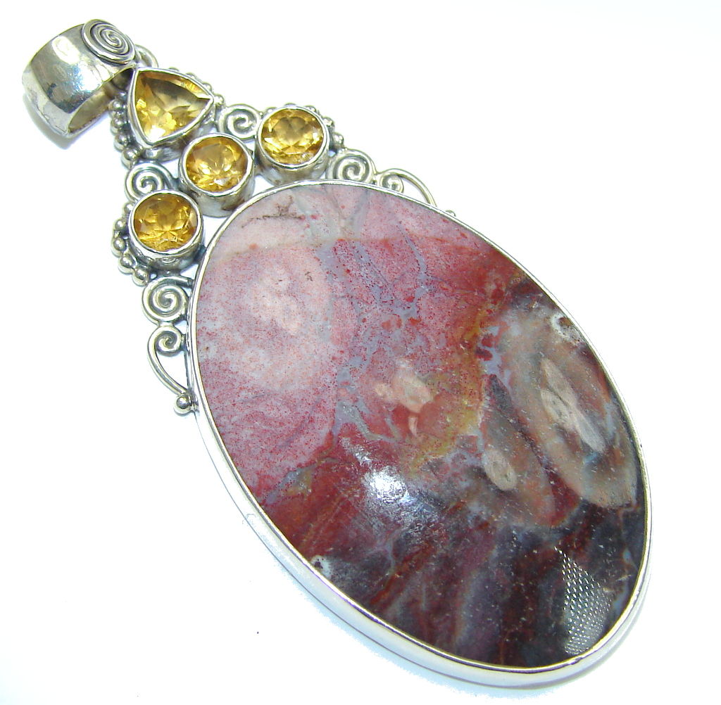 Awesome! Tiffany Jasper & Citrine Sterling Silver Pendant