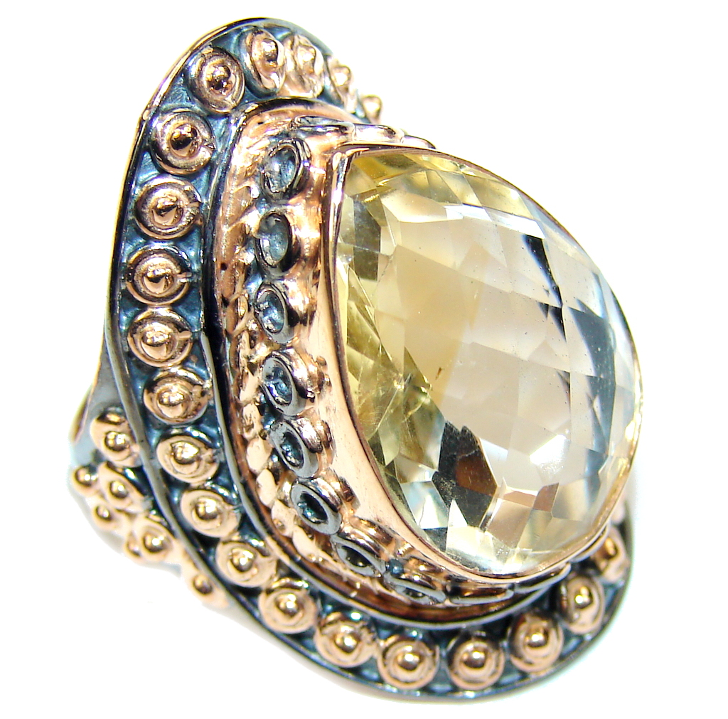 Bali Secret! AAA Citrine, Rose Gold Plated, Rhodium Plated Sterling Silver Ring s. 6 1/2
