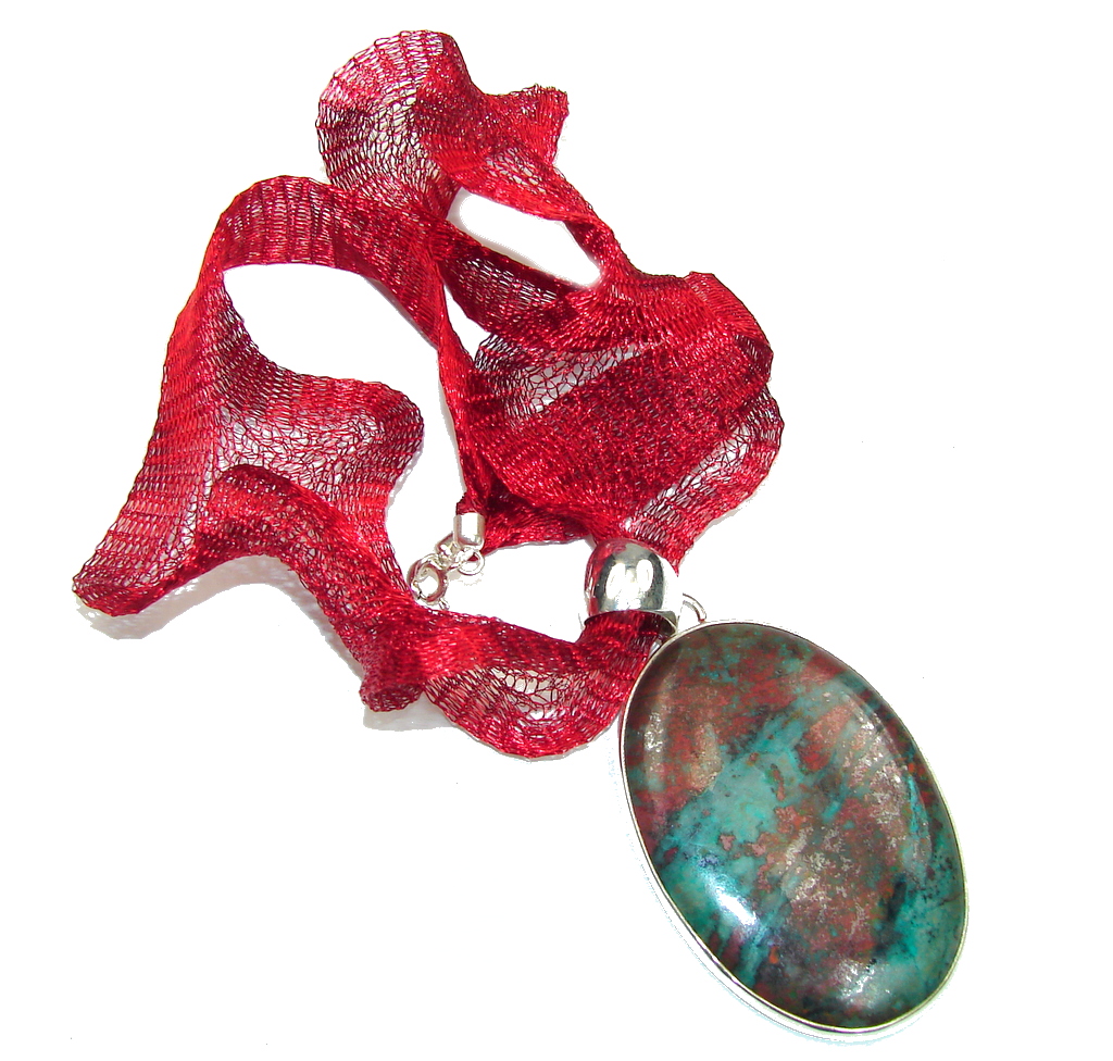 Aura Of Beauty! Red Sonora Jasper Sterling Silver Necklace