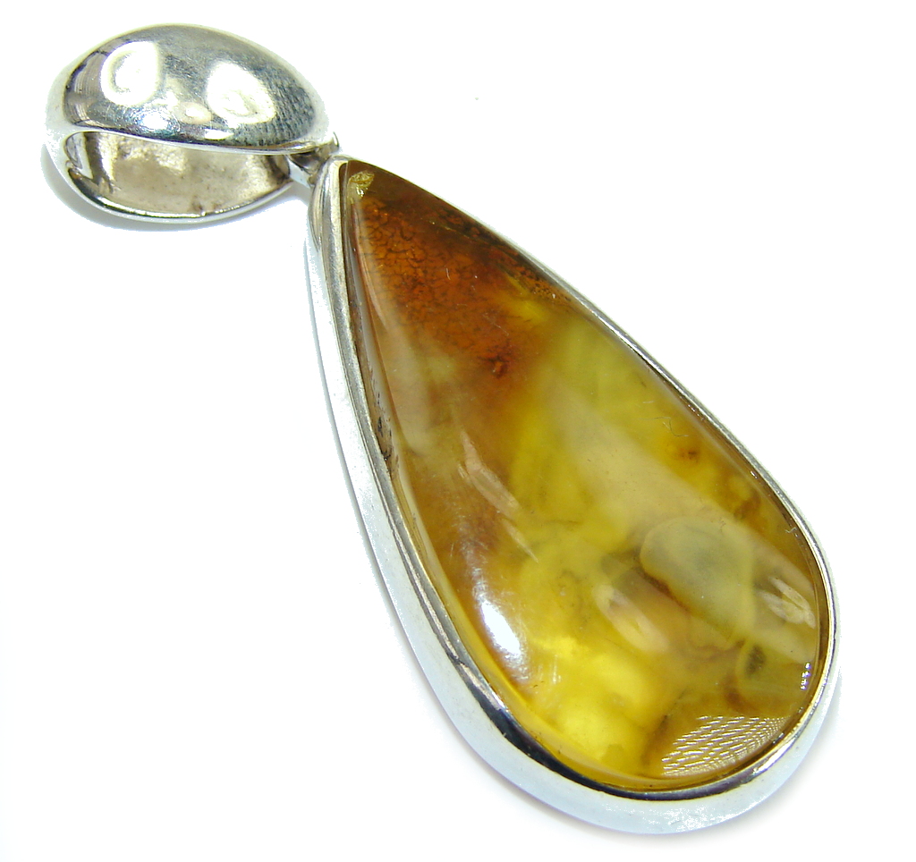 Delicate Baltic Polish Amber Sterling Silver Pendant