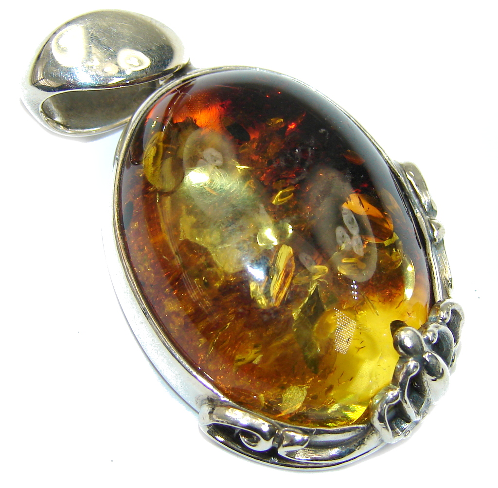 True Emotion! Baltic Polish Amber Sterling Silver Pendant