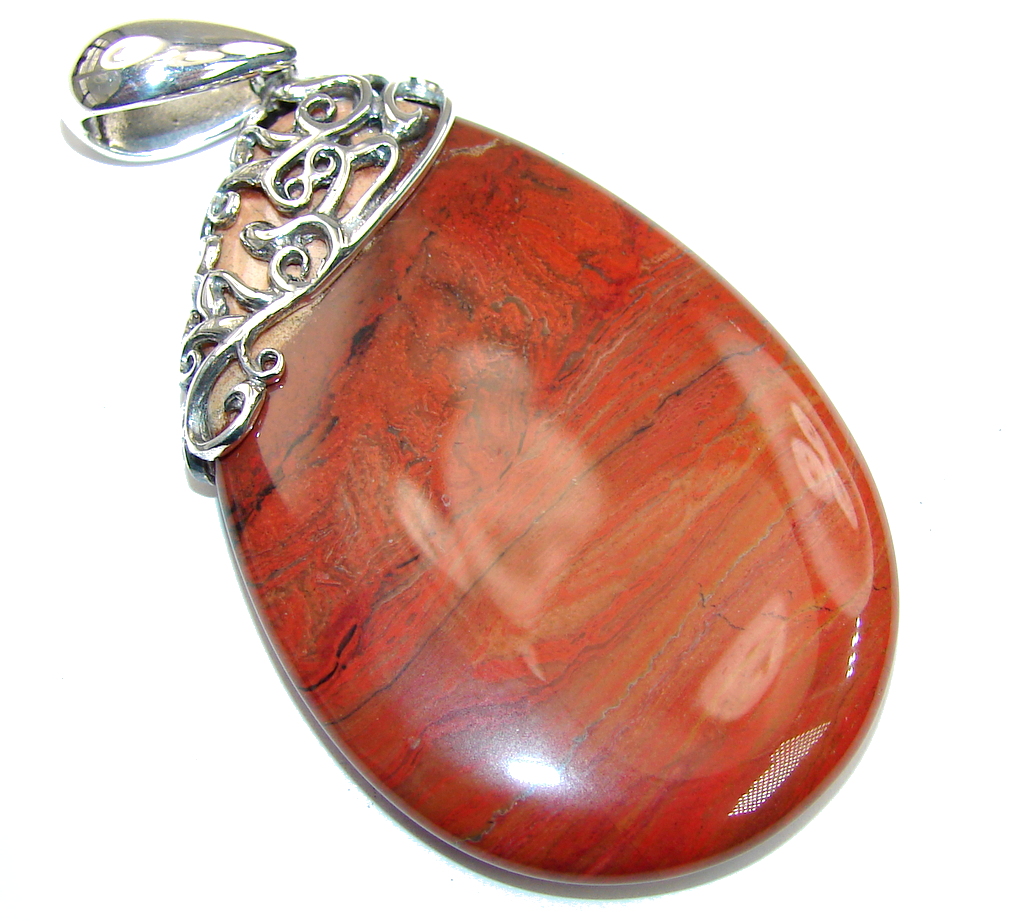 Beautiful! AAA Red Jasper Sterling Silver Pendant