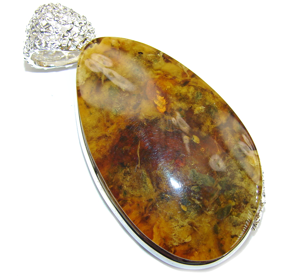 Secret Beauty! Baltic Polish Amber Sterling Silver Pendant