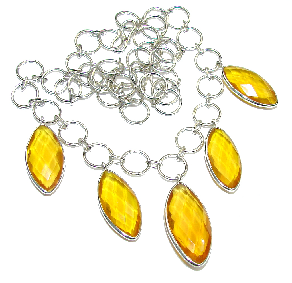 Pure In Heart! Created Citrine Sterling Silver necklace